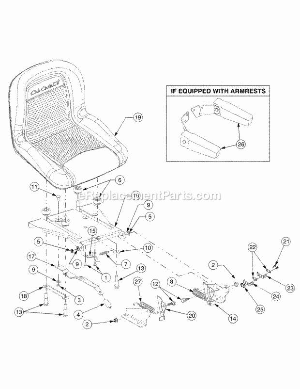 Adjustable Seat Rev01 Diagram and Parts List for SLT1554 13AK11CK709, 13AK11CK710, 13AK11CK712 Cub Cadet Lawn Tractor